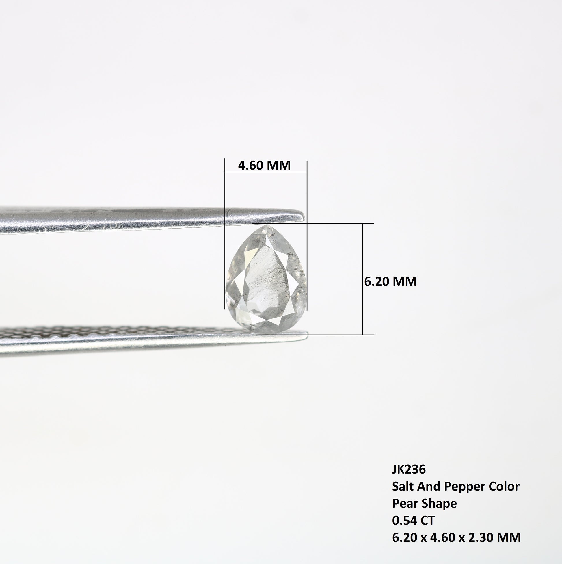 0.54 CT Pear Shaped 6.20 MM Salt And Pepper Diamond For Engagement Ring - JayKrishna Diamond