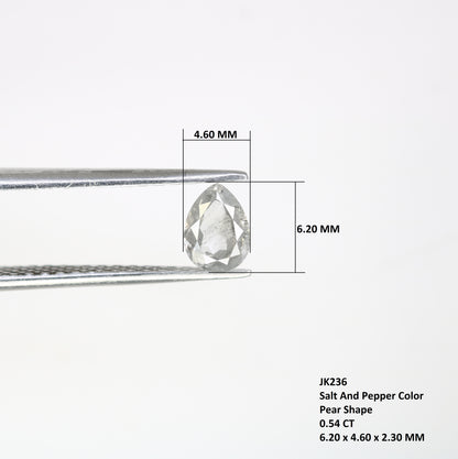 0.54 CT Pear Shaped 6.20 MM Salt And Pepper Diamond For Engagement Ring - JayKrishna Diamond