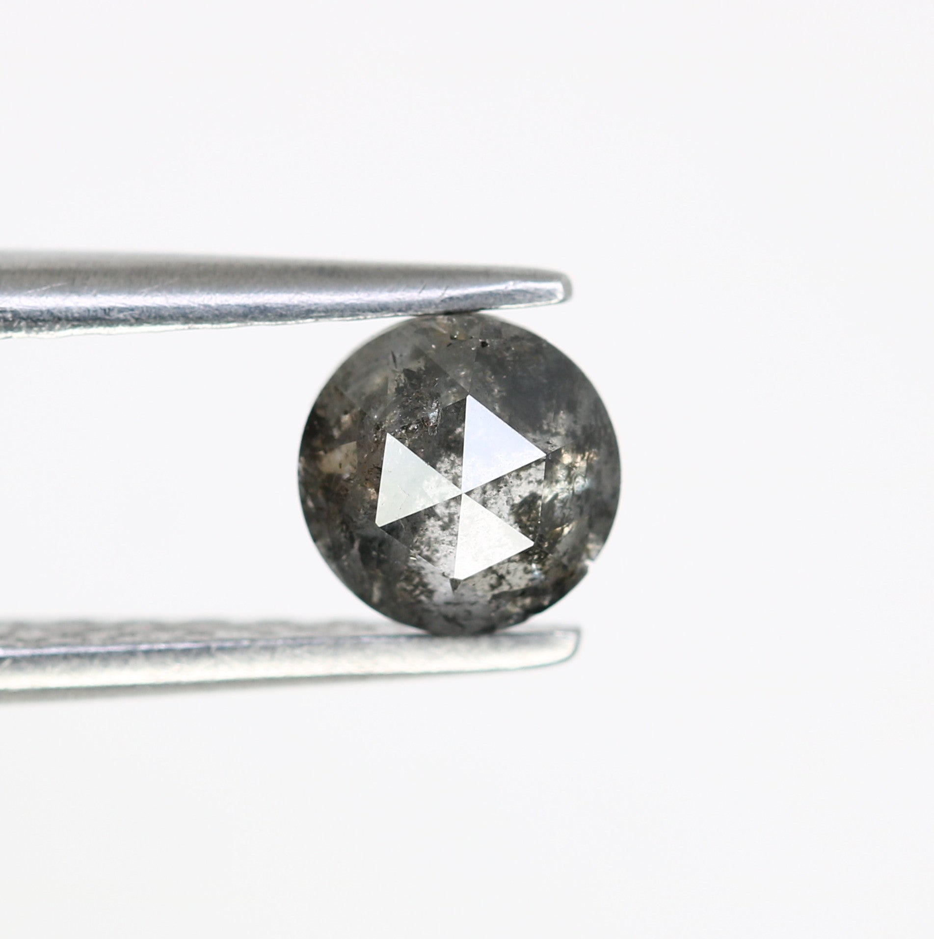0.66 Carat Loose Round Rose Cut Diamond (5.20 x 2.60 MM) - Natural Salt and Pepper Diamond for Engagement Ring - Unique Gemstone for Custom Jewelry - JayKrishna Diamond