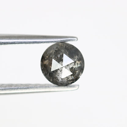 0.66 Carat Loose Round Rose Cut Diamond (5.20 x 2.60 MM) - Natural Salt and Pepper Diamond for Engagement Ring - Unique Gemstone for Custom Jewelry - JayKrishna Diamond