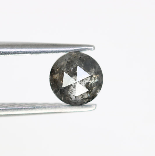 0.66 Carat Loose Round Rose Cut Diamond (5.20 x 2.60 MM) - Natural Salt and Pepper Diamond for Engagement Ring - Unique Gemstone for Custom Jewelry - JayKrishna Diamond