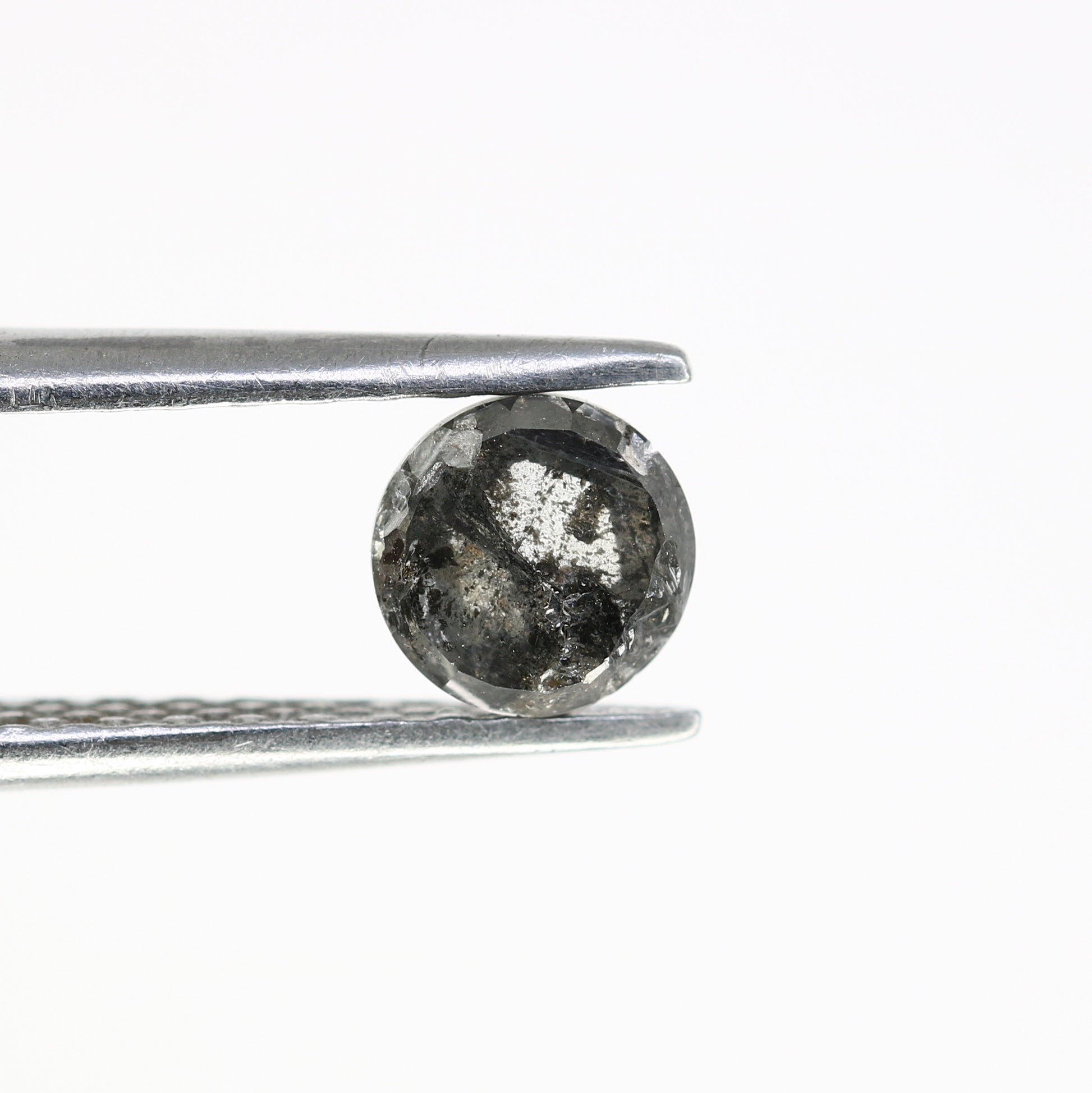 0.66 Carat Loose Round Rose Cut Diamond (5.20 x 2.60 MM) - Natural Salt and Pepper Diamond for Engagement Ring - Unique Gemstone for Custom Jewelry - JayKrishna Diamond