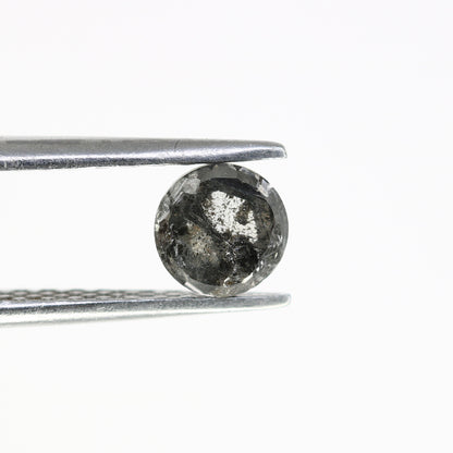 0.66 Carat Loose Round Rose Cut Diamond (5.20 x 2.60 MM) - Natural Salt and Pepper Diamond for Engagement Ring - Unique Gemstone for Custom Jewelry - JayKrishna Diamond