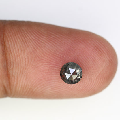 0.66 Carat Loose Round Rose Cut Diamond (5.20 x 2.60 MM) - Natural Salt and Pepper Diamond for Engagement Ring - Unique Gemstone for Custom Jewelry - JayKrishna Diamond
