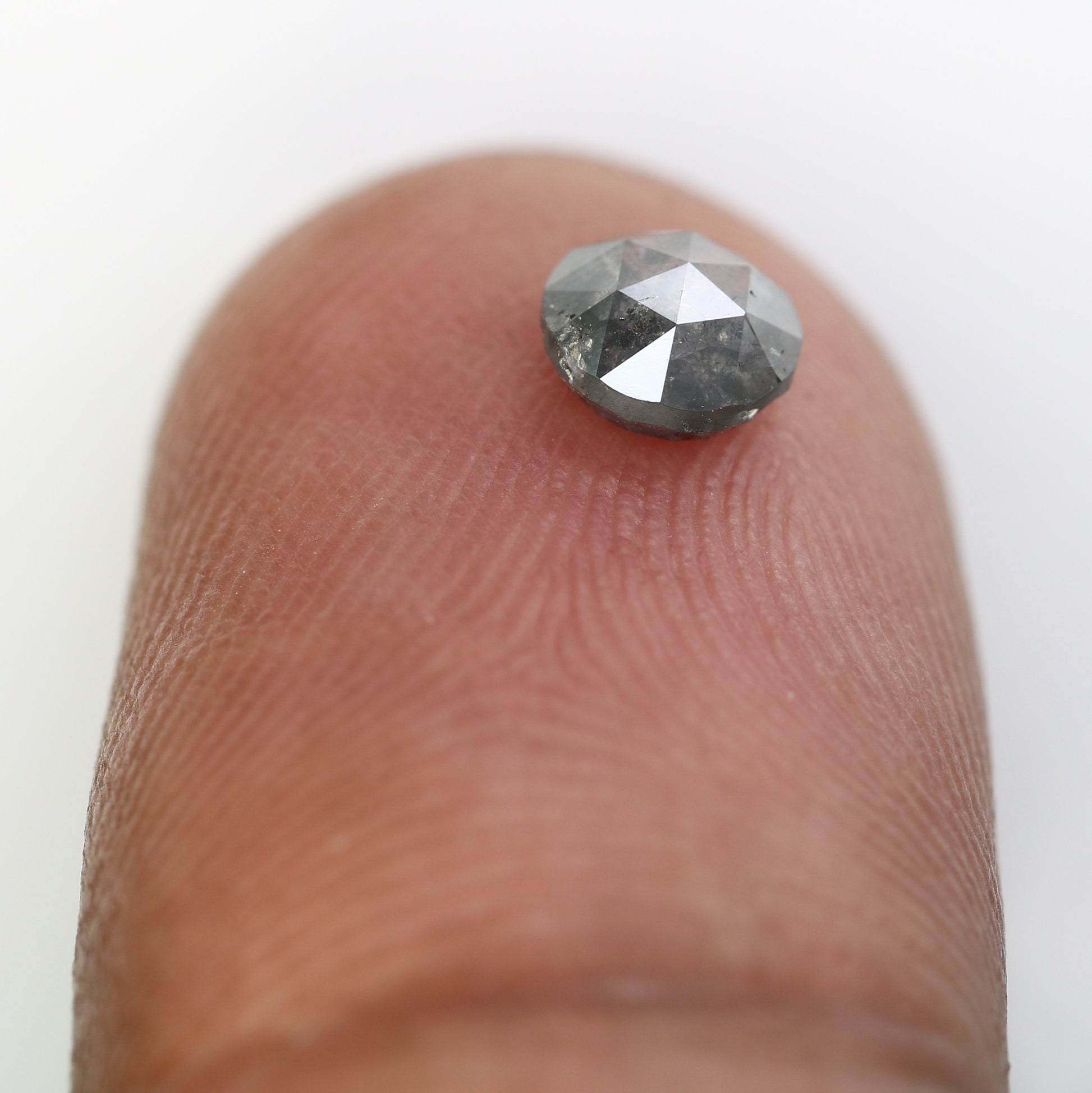 0.66 Carat Loose Round Rose Cut Diamond (5.20 x 2.60 MM) - Natural Salt and Pepper Diamond for Engagement Ring - Unique Gemstone for Custom Jewelry - JayKrishna Diamond
