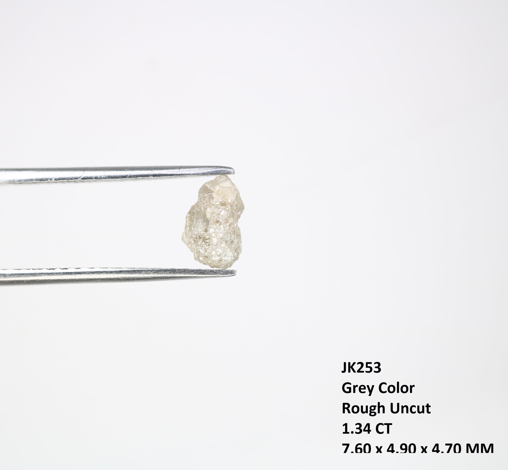 1.34 CT 7.60 MM Raw Rough Natural Uncut Grey Diamond For Engagement Ring - JayKrishna Diamond