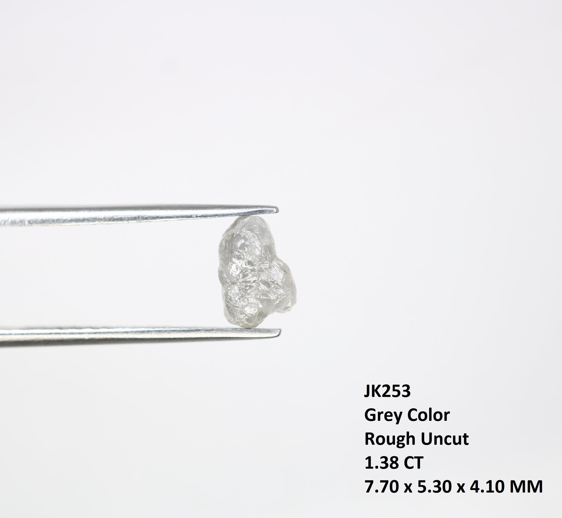 1.38 CT Raw Rough Grey Irregular Cut 7.70 MM Raw Diamond For Engagement Ring - JayKrishna Diamond