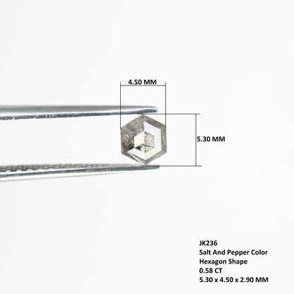 0.58 Carat Hexagon-Shaped Salt and Pepper Diamond – Unique Loose Gem for Celestial Galaxy Rings - JayKrishna Diamond