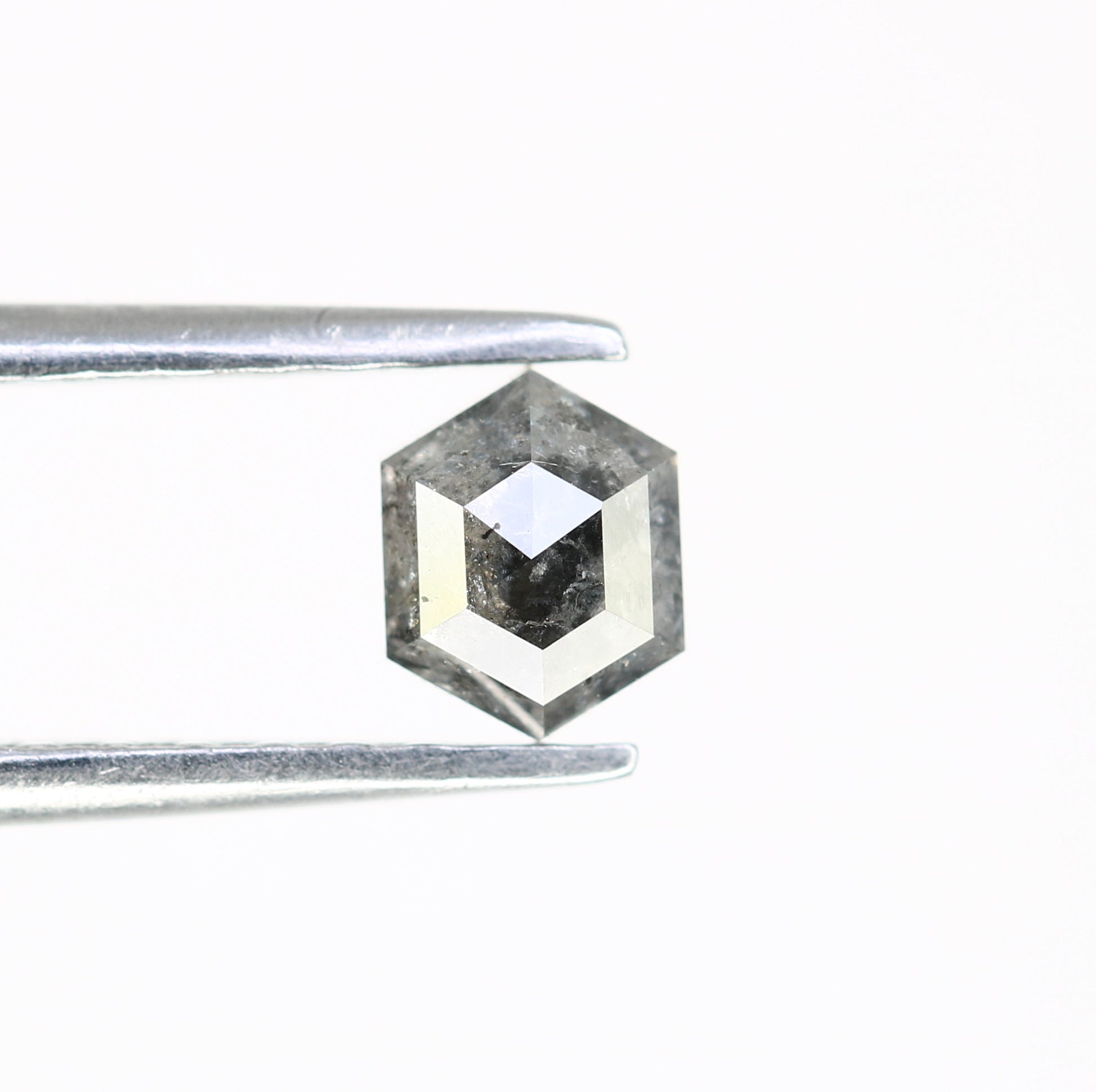 0.54 CT Loose Hexagon Shape Diamond 5.20 MM Salt And Pepper Diamond Ring - JayKrishna Diamond