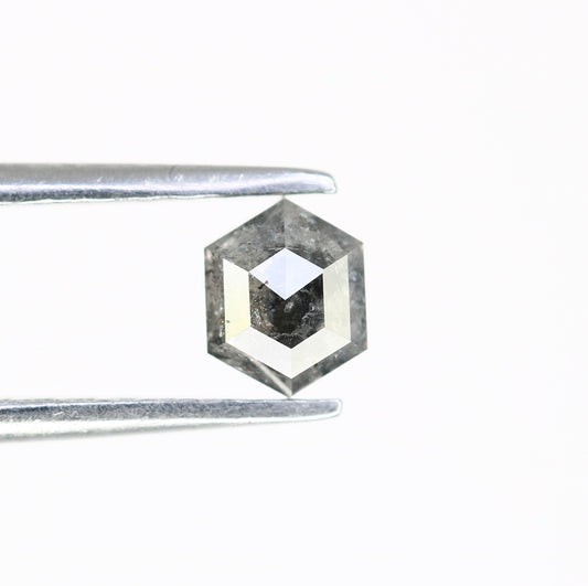 0.54 CT Loose Hexagon Shape Diamond 5.20 MM Salt And Pepper Diamond Ring - JayKrishna Diamond