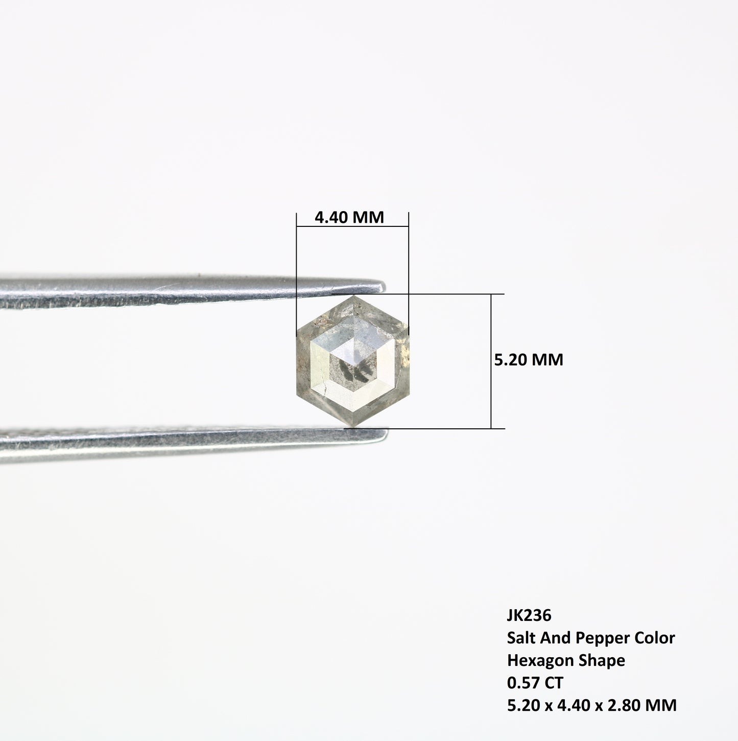 0.57 CT Loose Hexagon Cut Salt and Pepper Diamond – Distinctive Gem for Modern Wedding Rings - JayKrishna Diamond