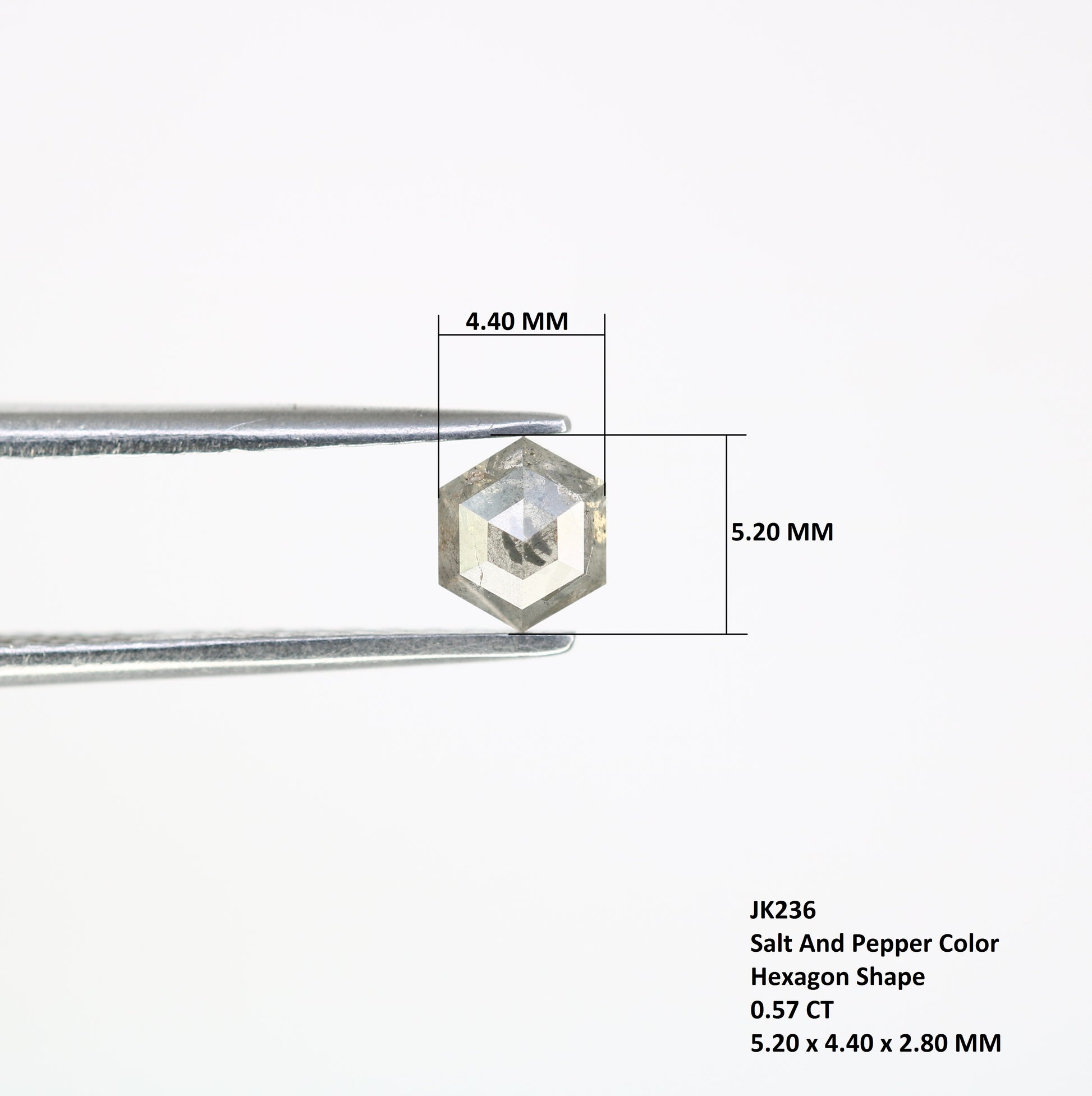 0.57 CT Loose Hexagon Cut Salt and Pepper Diamond – Distinctive Gem for Modern Wedding Rings - JayKrishna Diamond