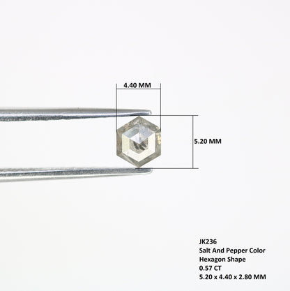 0.57 CT Loose Hexagon Cut Salt and Pepper Diamond – Distinctive Gem for Modern Wedding Rings - JayKrishna Diamond
