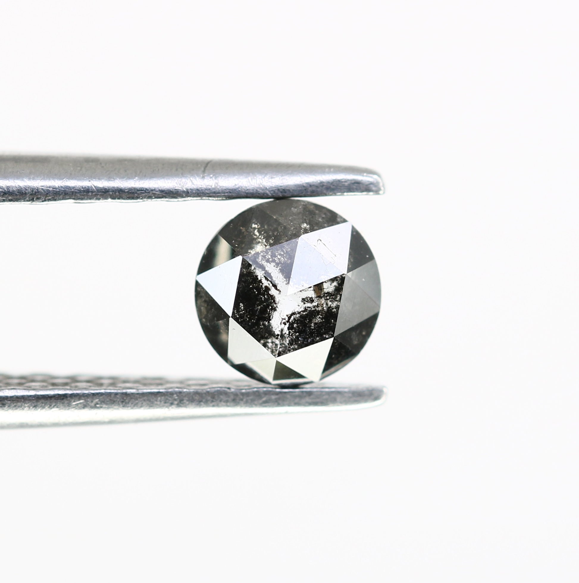 0.37 CT Round Rose Cut Salt and Pepper Diamond 4.40 MM | Natural Gemstone for Custom Engagement Rings, Unique & Elegant Fine Jewelry - JayKrishna Diamond