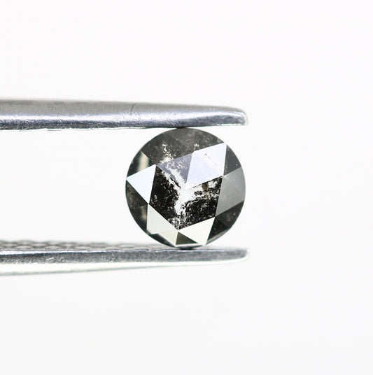 0.37 CT Round Rose Cut Salt and Pepper Diamond 4.40 MM | Natural Gemstone for Custom Engagement Rings, Unique & Elegant Fine Jewelry - JayKrishna Diamond