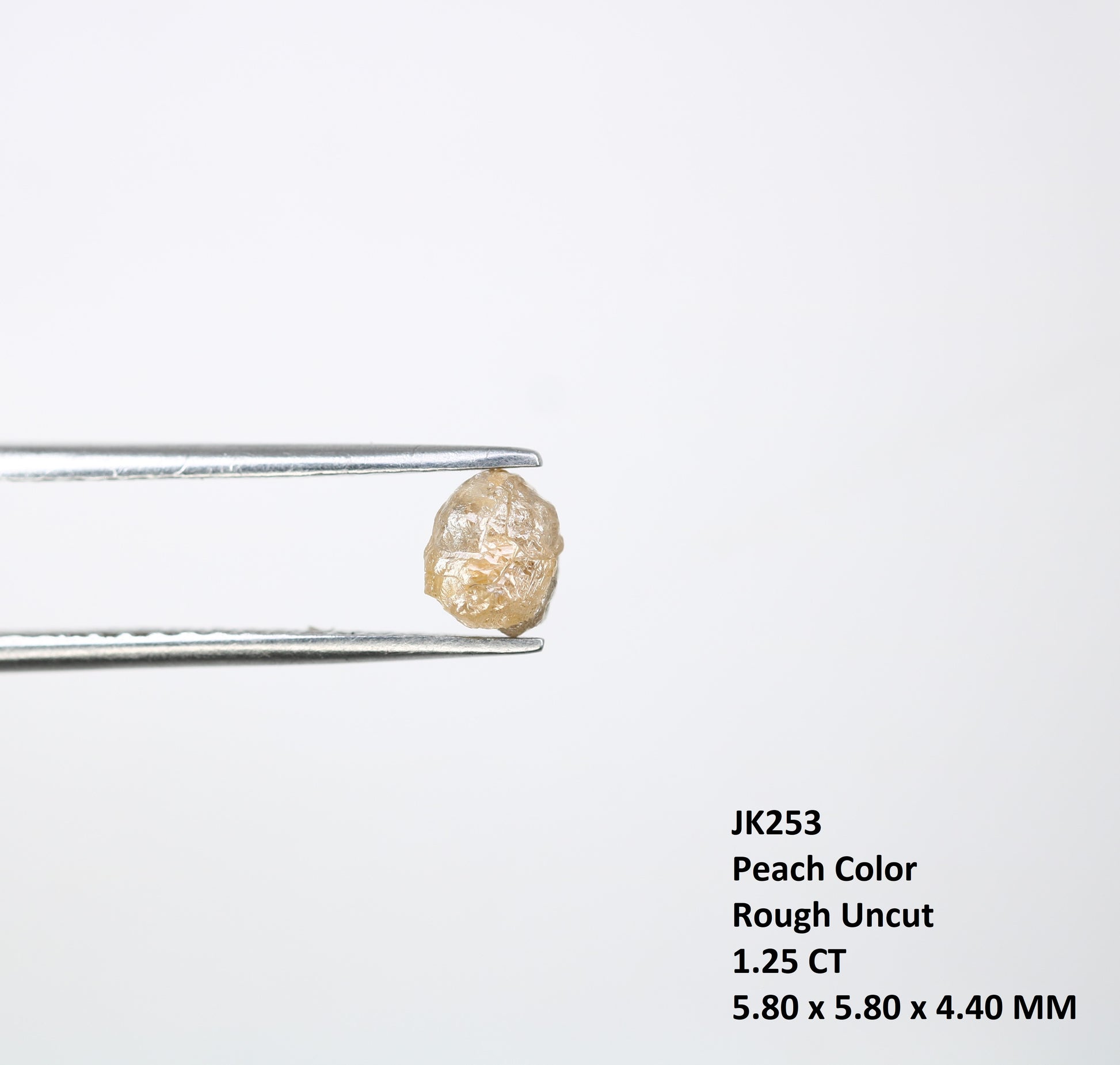 1.25 CT Uncut Natural Peach Raw 5.80 MM Rough Loose Diamond For Promise Ring - JayKrishna Diamond