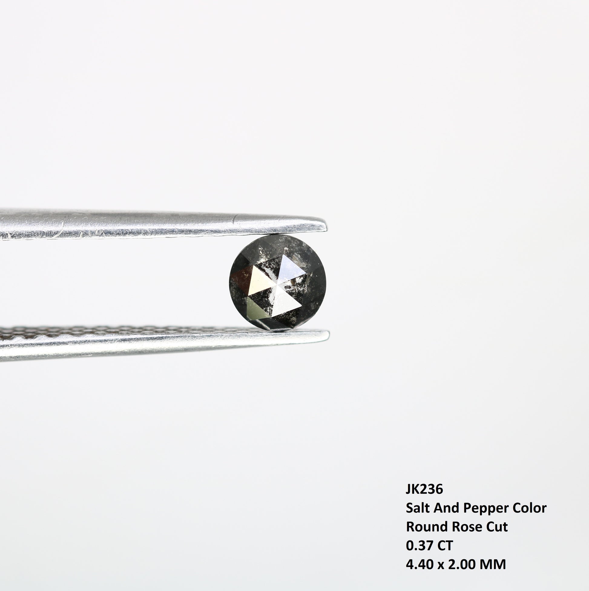 0.37 CT Round Rose Cut Salt and Pepper Diamond 4.40 MM | Natural Gemstone for Custom Engagement Rings, Unique & Elegant Fine Jewelry - JayKrishna Diamond
