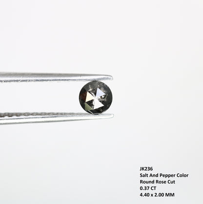 0.37 CT Round Rose Cut Salt and Pepper Diamond 4.40 MM | Natural Gemstone for Custom Engagement Rings, Unique & Elegant Fine Jewelry - JayKrishna Diamond