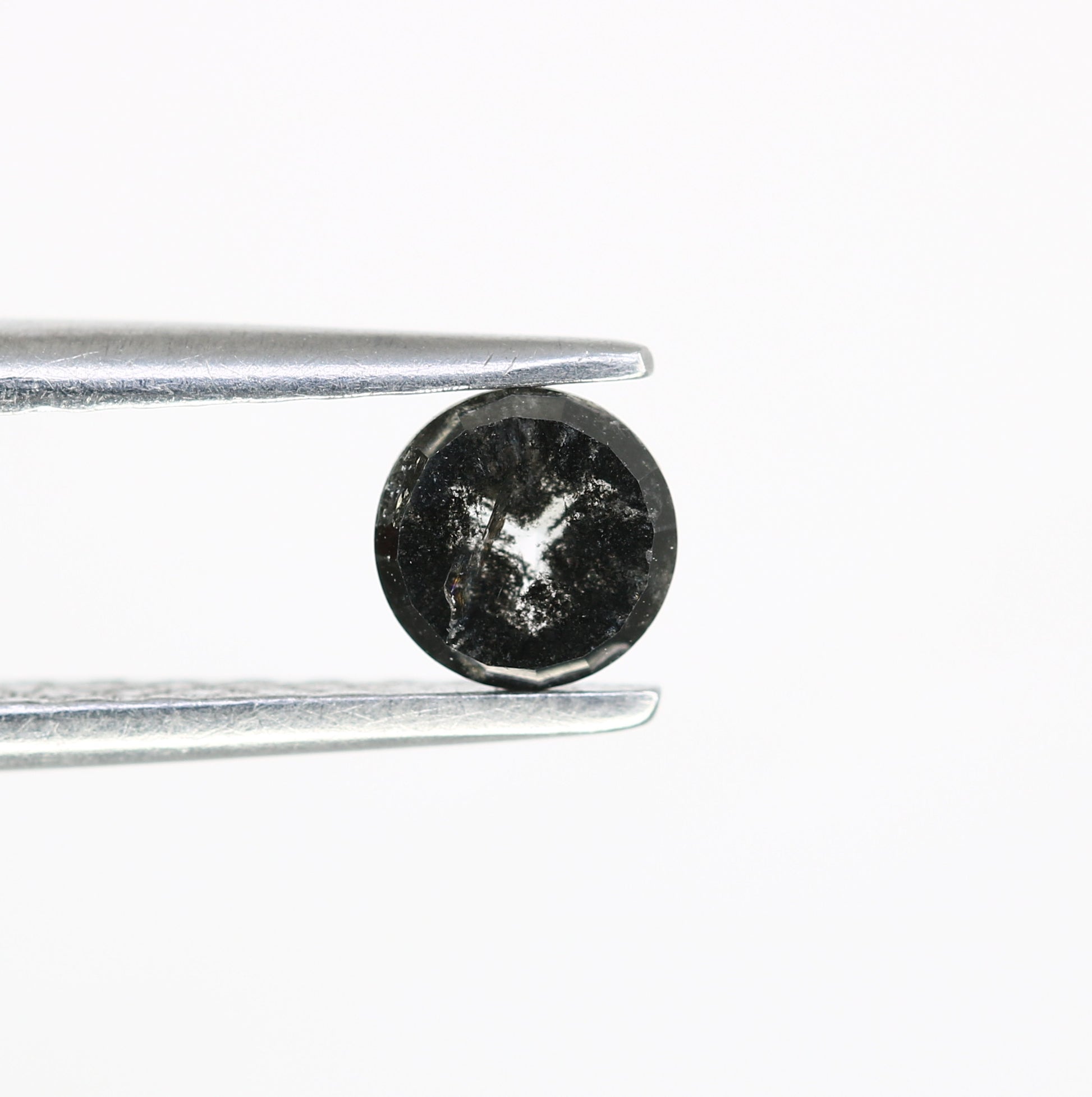 0.37 CT Round Rose Cut Salt and Pepper Diamond 4.40 MM | Natural Gemstone for Custom Engagement Rings, Unique & Elegant Fine Jewelry - JayKrishna Diamond
