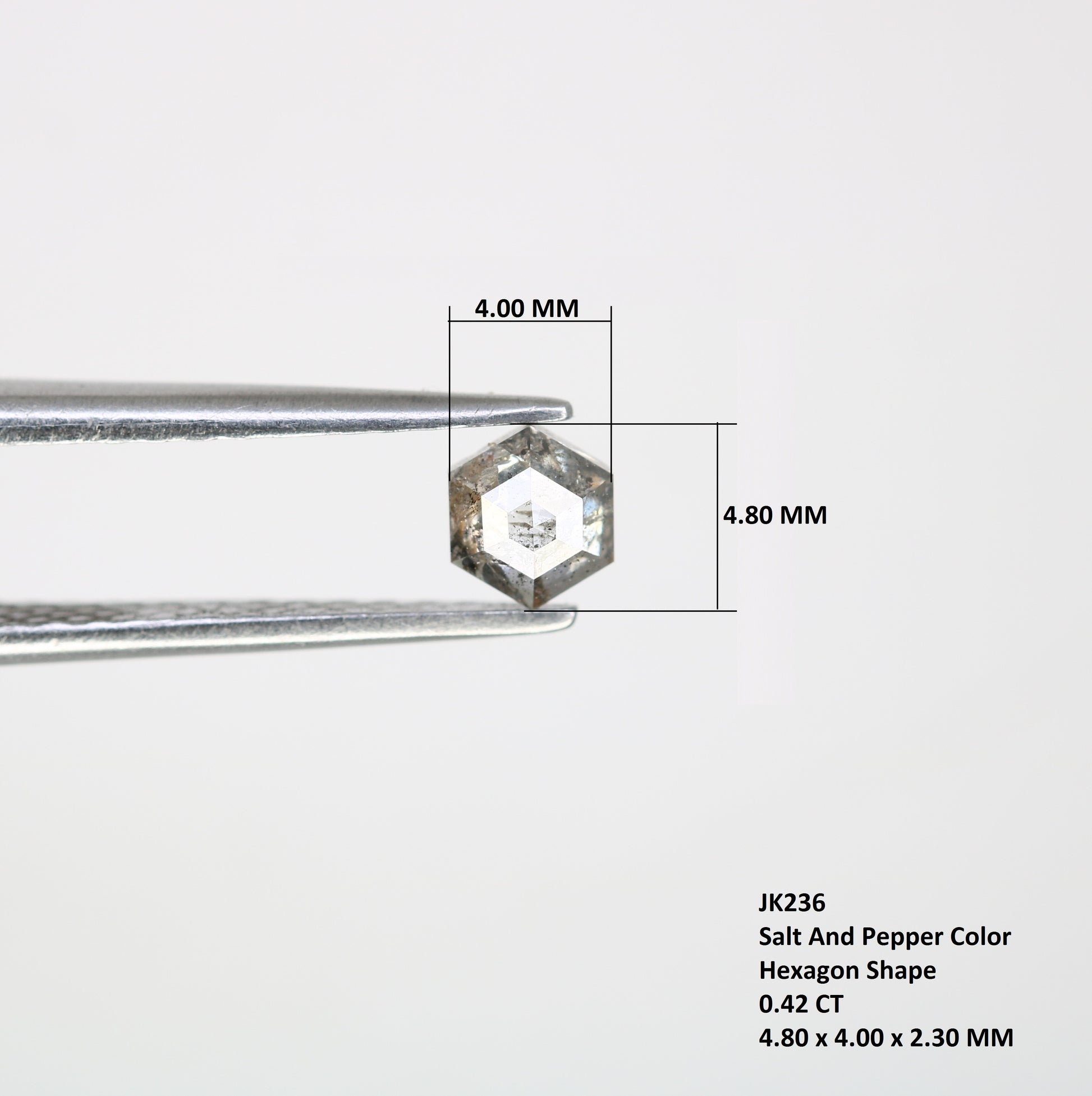 Unique 0.42 CT Hexagon Cut Salt & Pepper Diamond | Perfect for Diamond Jewelry | 4.80 MM - JayKrishna Diamond