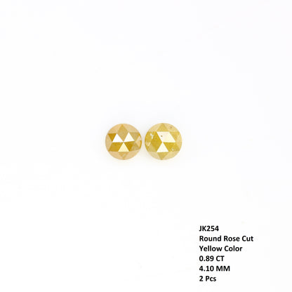 0.89 Carat 4.10 MM Yellow Color Natural Loose Round Rose Cut Diamond For Wedding Ring - JayKrishna Diamond