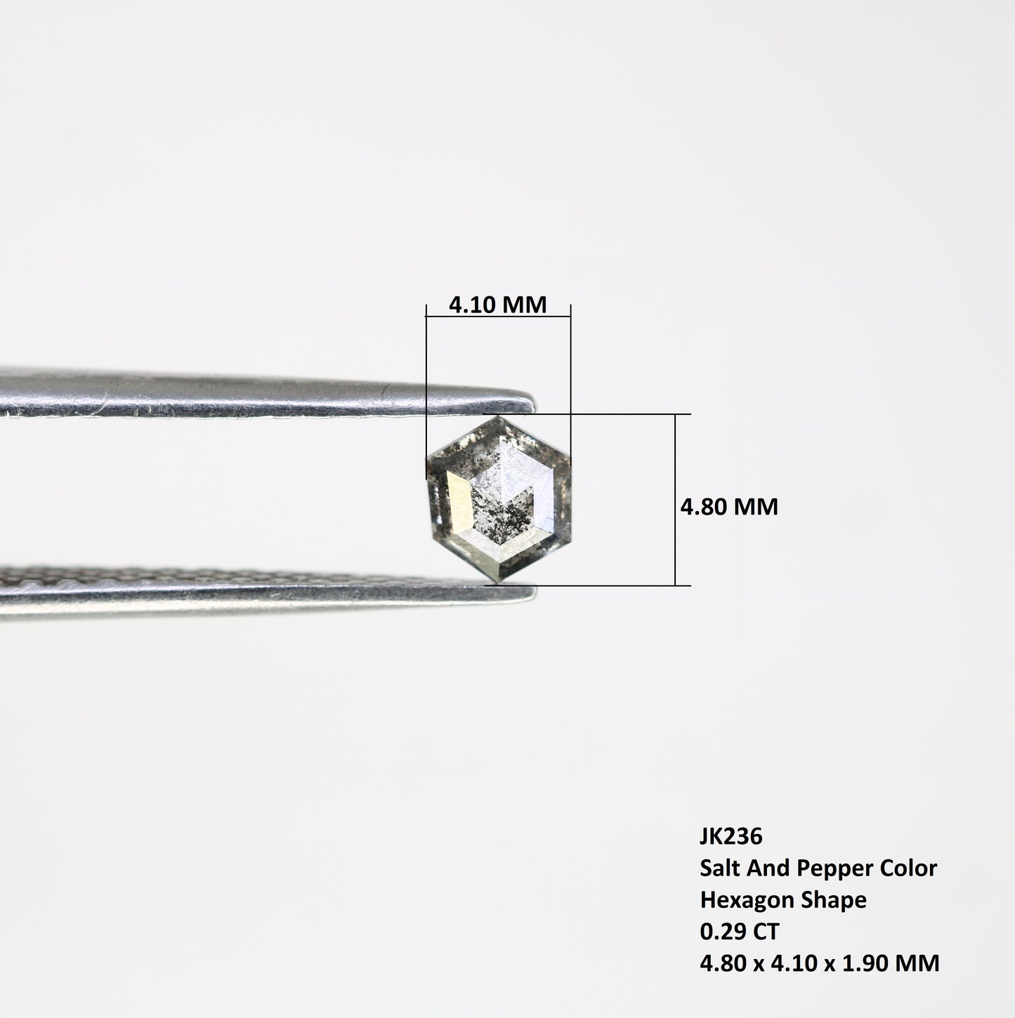 0.29 Carat Hexagon Cut Loose Salt and Pepper 4.80 MM Diamond – Perfect for Engagement Rings | Unique Hexagon Salt and Pepper Diamond - JayKrishna Diamond