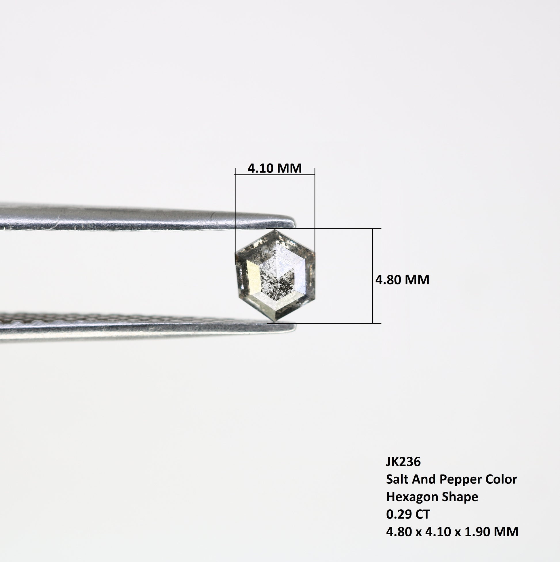 0.29 Carat Hexagon Cut Loose Salt and Pepper 4.80 MM Diamond – Perfect for Engagement Rings | Unique Hexagon Salt and Pepper Diamond - JayKrishna Diamond