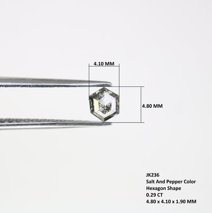 0.29 Carat Hexagon Cut Loose Salt and Pepper 4.80 MM Diamond – Perfect for Engagement Rings | Unique Hexagon Salt and Pepper Diamond - JayKrishna Diamond