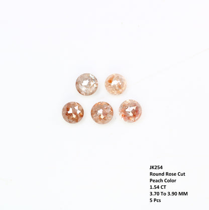 1.54 Carat Peach Color Round Rose Cut Natural Loose Polished Diamond For Wedding Ring - JayKrishna Diamond