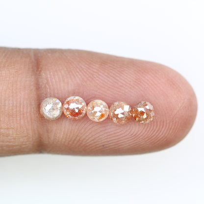 1.54 Carat Peach Color Round Rose Cut Natural Loose Polished Diamond For Wedding Ring - JayKrishna Diamond