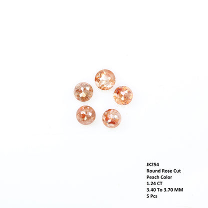 1.24 CT 3.40 MM Round Rose Cut Diamond Natural Loose Peach Color Diamond For Wedding Ring - JayKrishna Diamond