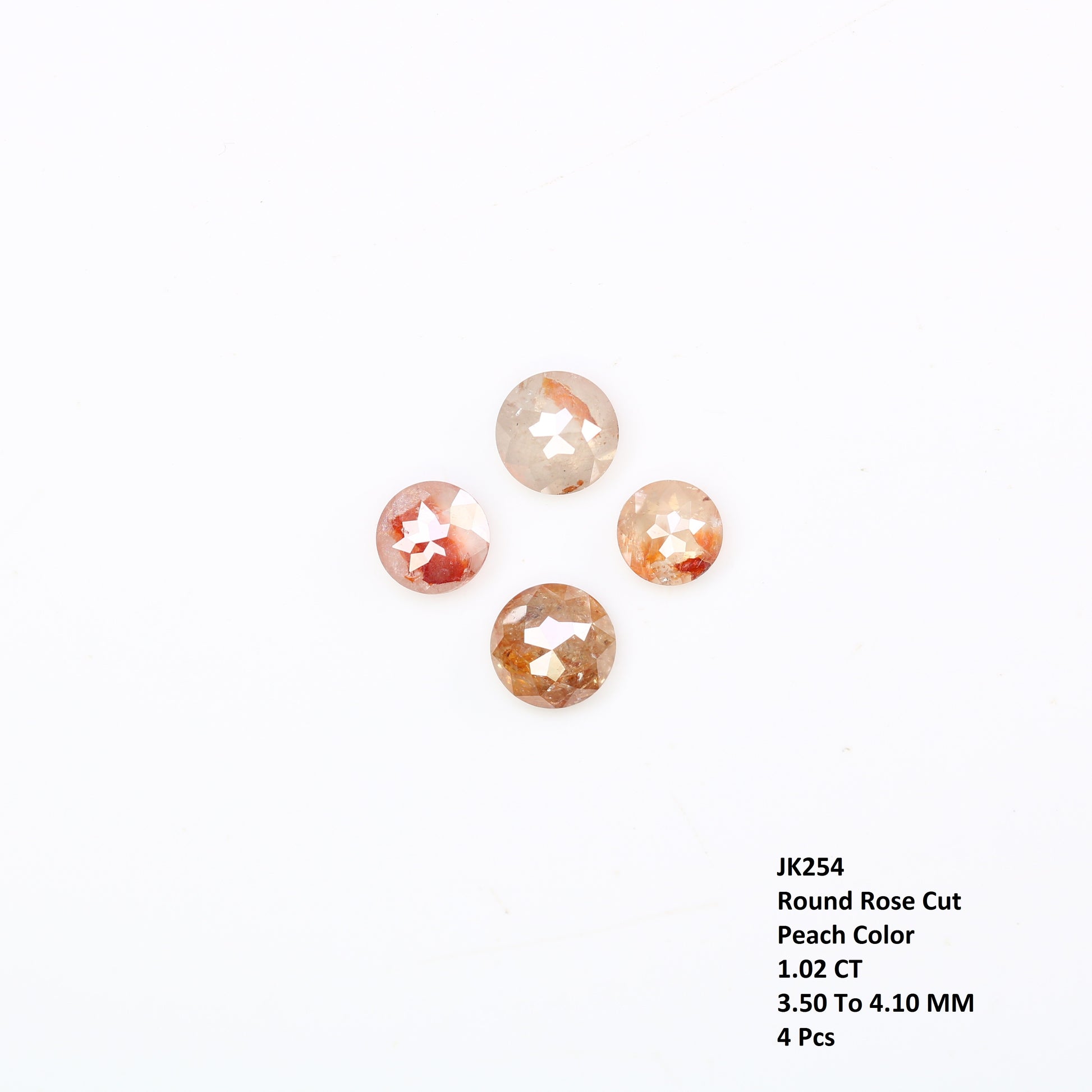 1.02 Carat 3.5 MM Peach Color Round Rose Cut Loose Polished Diamond For Wedding Ring - JayKrishna Diamond