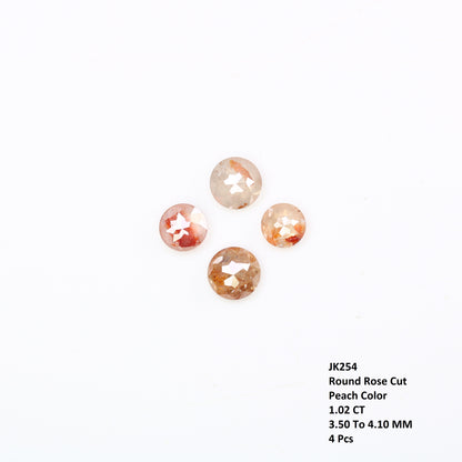 1.02 Carat 3.5 MM Peach Color Round Rose Cut Loose Polished Diamond For Wedding Ring - JayKrishna Diamond