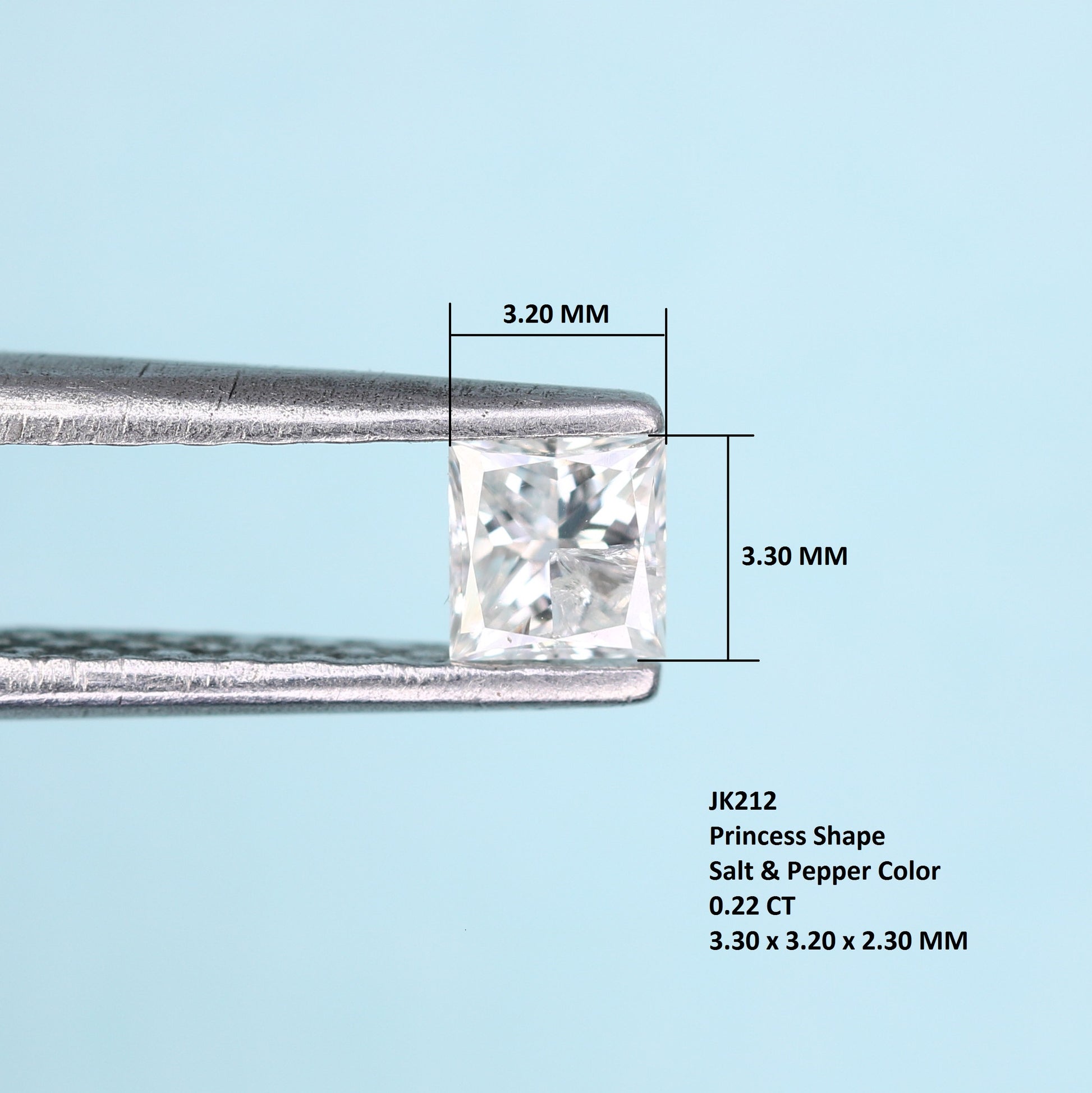 0.22 CT Salt and Pepper Princess Shape Diamond – Ideal for Engagement Rings - JayKrishna Diamond