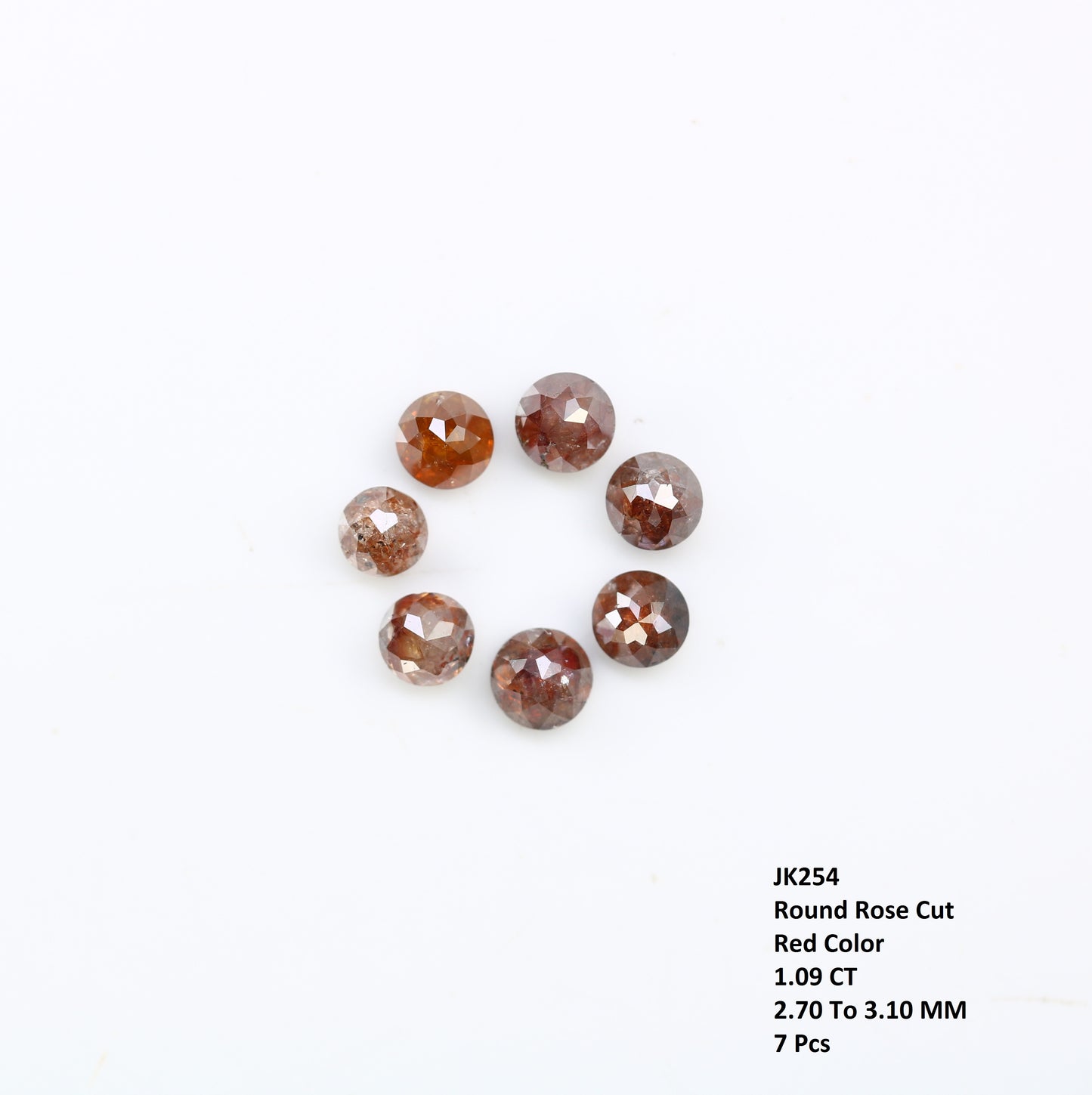 1.09 Carat Natural Red Color Loose Round Rose Cut Diamond For Promise Ring - JayKrishna Diamond