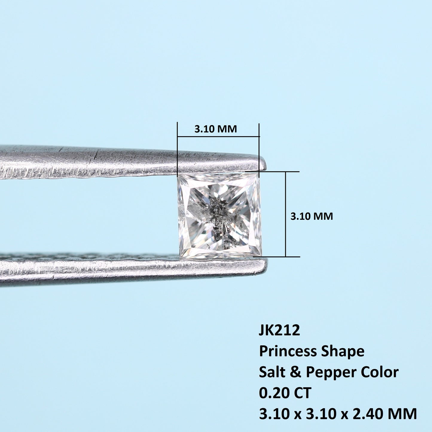 0.20 CT Princess Cut Salt and Pepper Diamond – Stunning for Engagement Rings, Necklaces, Promise Rings, Earrings & Anniversary Gifts - JayKrishna Diamond