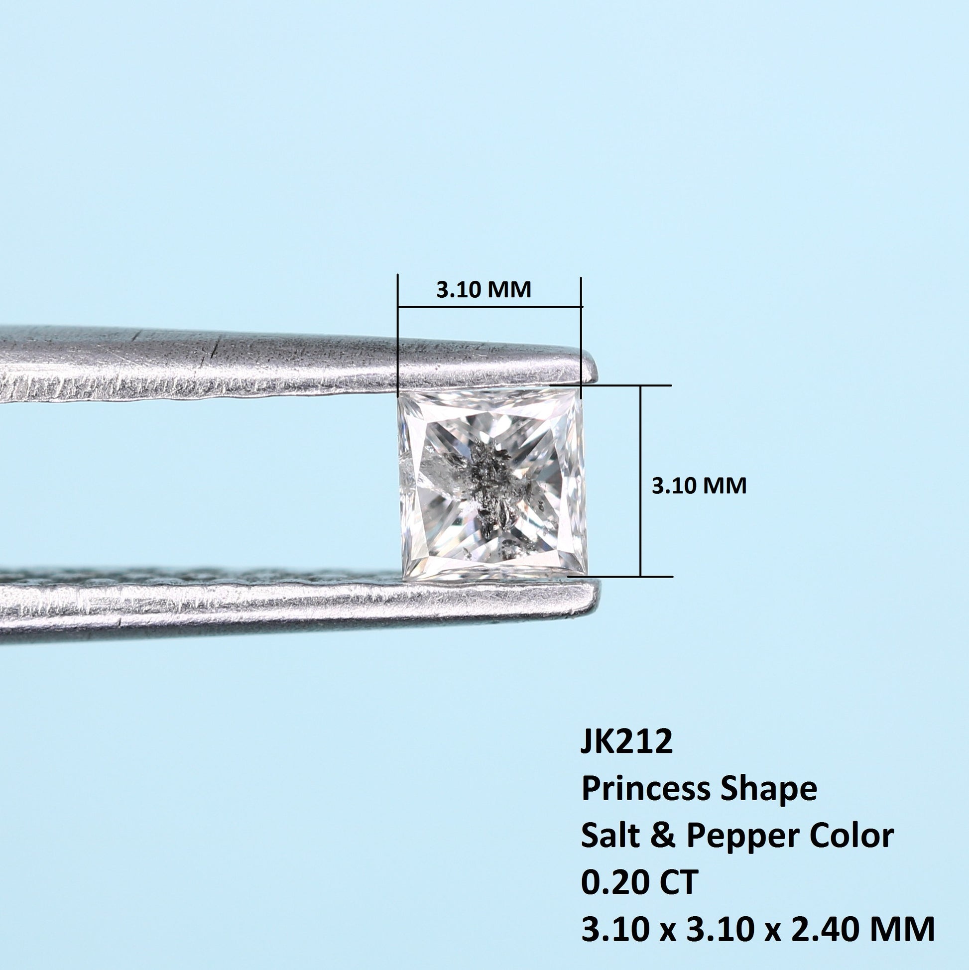 0.20 CT Princess Cut Salt and Pepper Diamond – Stunning for Engagement Rings, Necklaces, Promise Rings, Earrings & Anniversary Gifts - JayKrishna Diamond