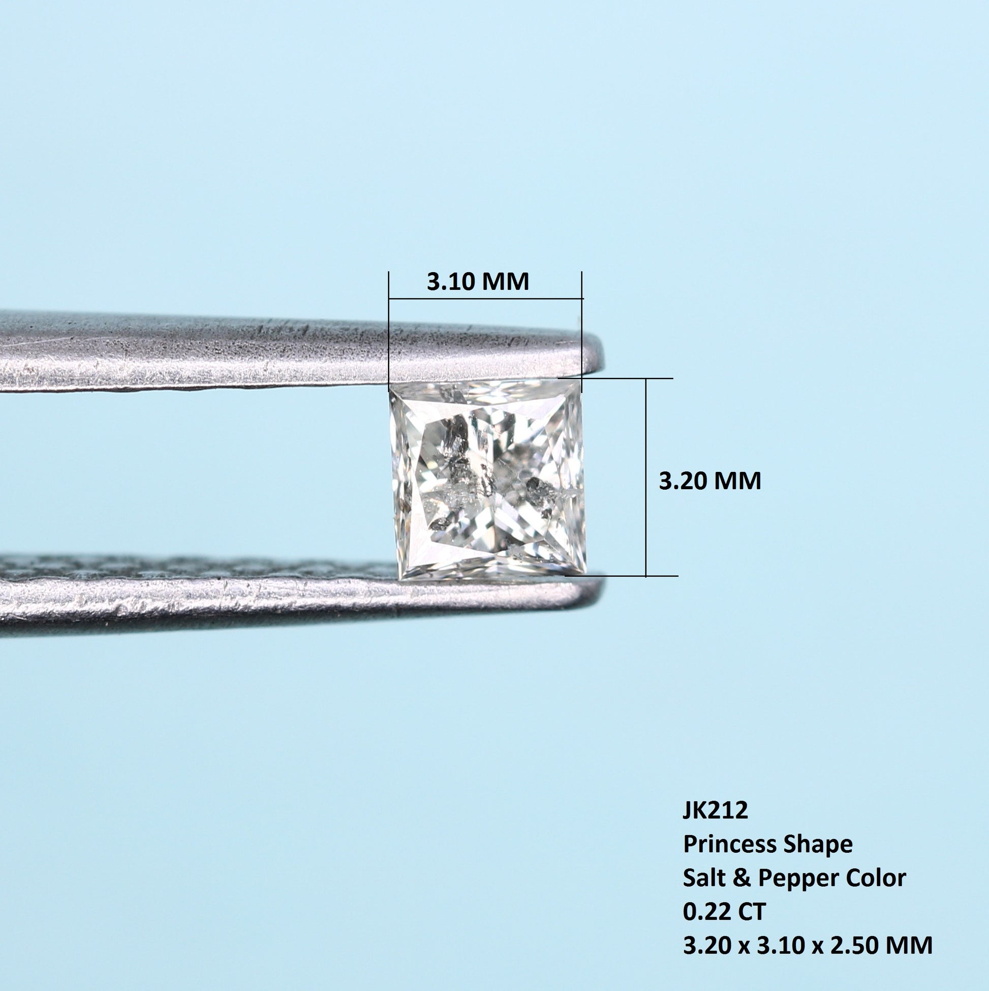 0.22 CT Salt and Pepper Princess Cut Diamond – Perfect for Engagement Rings - JayKrishna Diamond