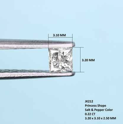 0.22 CT Salt and Pepper Princess Cut Diamond – Perfect for Engagement Rings - JayKrishna Diamond