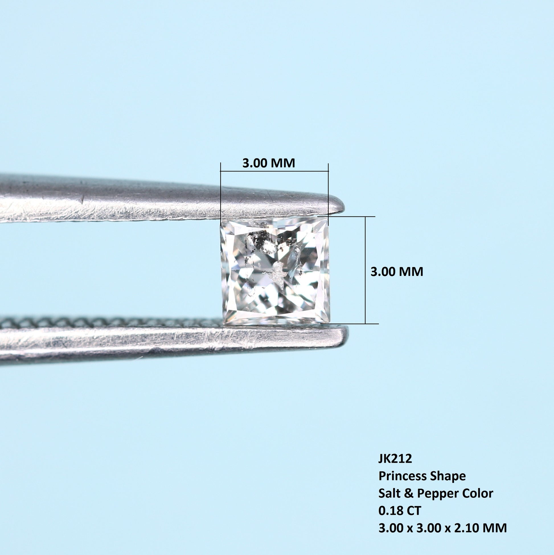 0.18 CT Salt and Pepper Princess Cut Diamond - Perfect for Engagement Rings, Necklaces, Promise Rings, Earrings, and Anniversary Gifts - JayKrishna Diamond