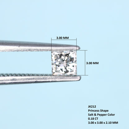 0.18 CT Salt and Pepper Princess Cut Diamond - Perfect for Engagement Rings, Necklaces, Promise Rings, Earrings, and Anniversary Gifts - JayKrishna Diamond
