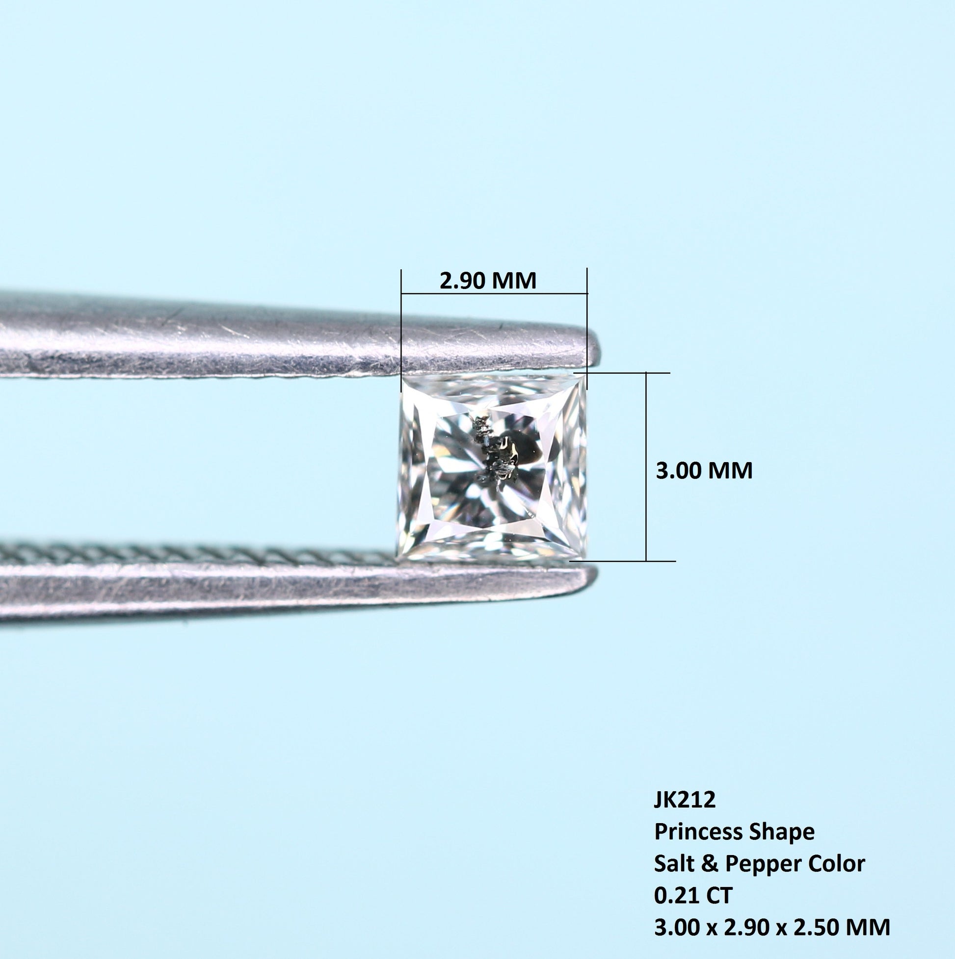 0.21 CT Salt and Pepper Princess Shape Diamond – Perfect for Engagement Rings - JayKrishna Diamond