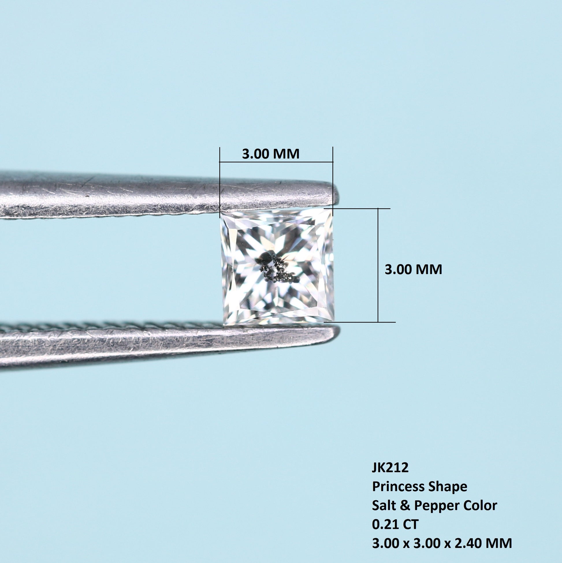 0.21 CT Princess Cut Salt and Pepper Diamond – Perfect for Engagement Rings and Custom Jewelry - JayKrishna Diamond