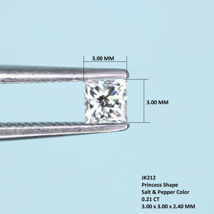 0.21 CT Princess Cut Salt and Pepper Diamond – Perfect for Engagement Rings and Custom Jewelry - JayKrishna Diamond