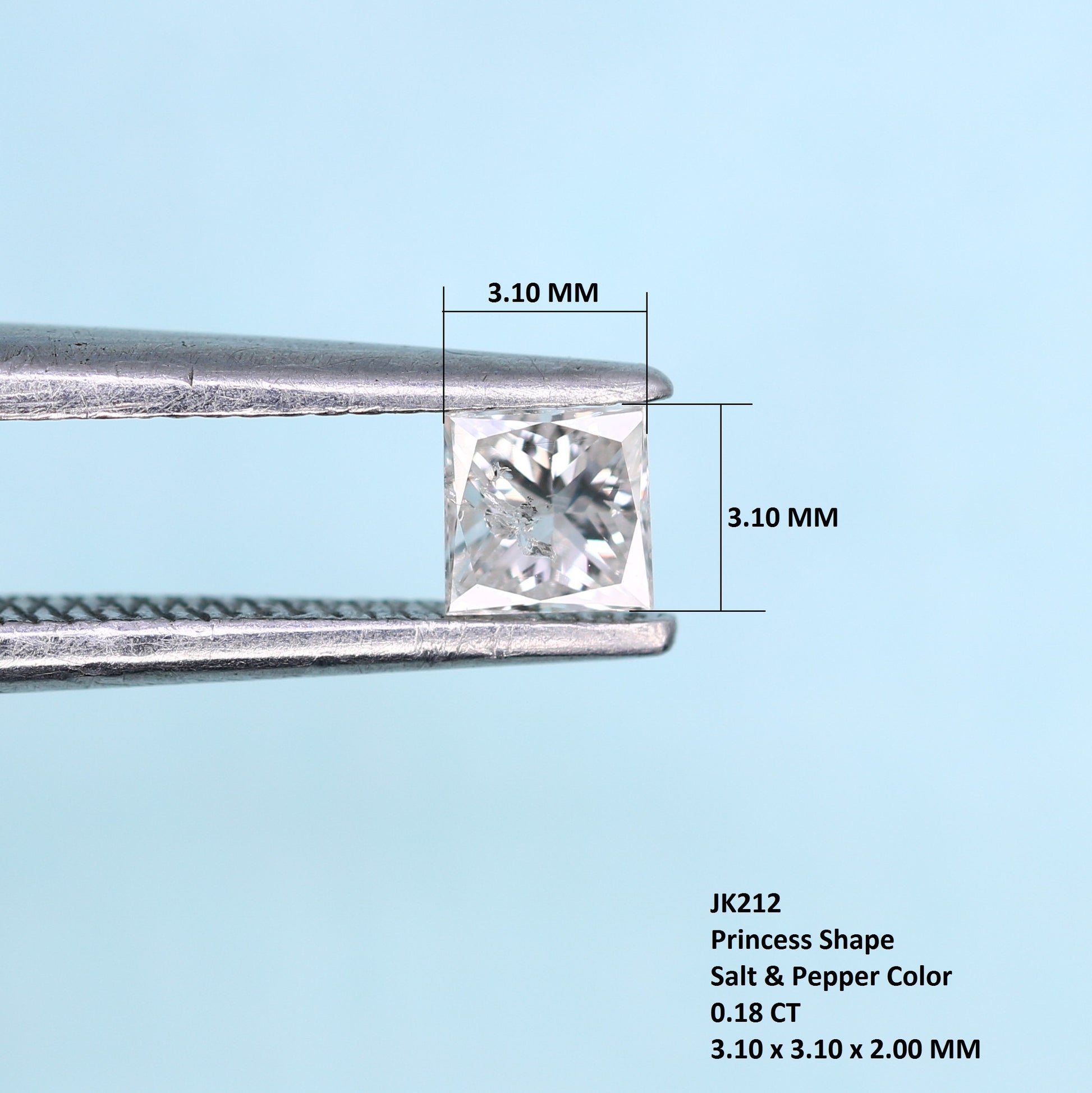 0.18 CT Princess Shape Salt and Pepper Diamond - Ideal for Engagement Rings, Necklaces, Promise Rings, Earrings, and Anniversary Gifts - JayKrishna Diamond