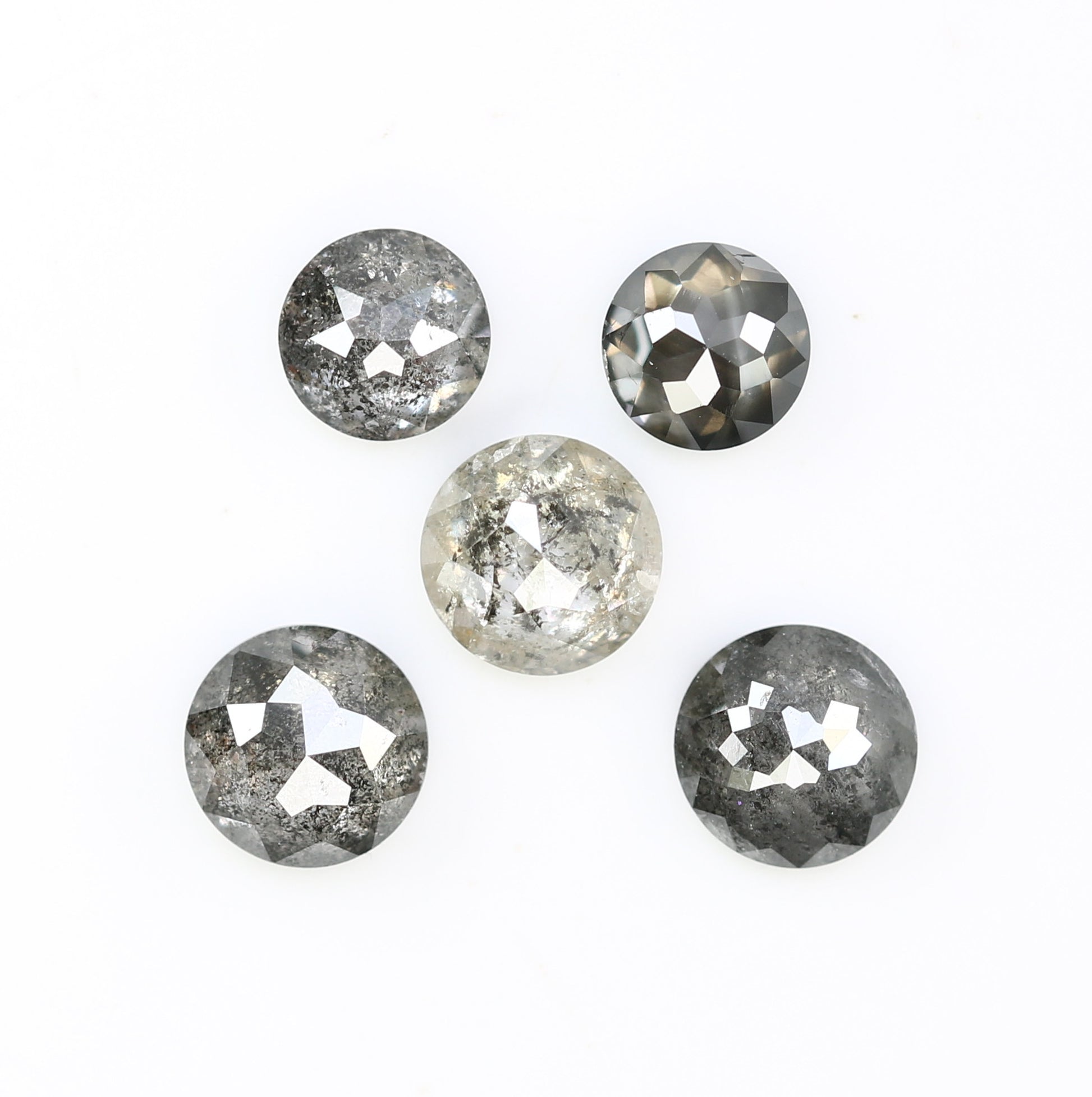 1.55 Carat Salt And Pepper Diamond Natural Loose Round Rose Cut Diamonds - JayKrishna Diamond