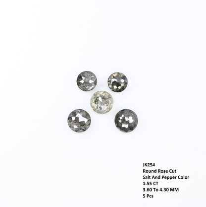 1.55 Carat Salt And Pepper Diamond Natural Loose Round Rose Cut Diamonds - JayKrishna Diamond