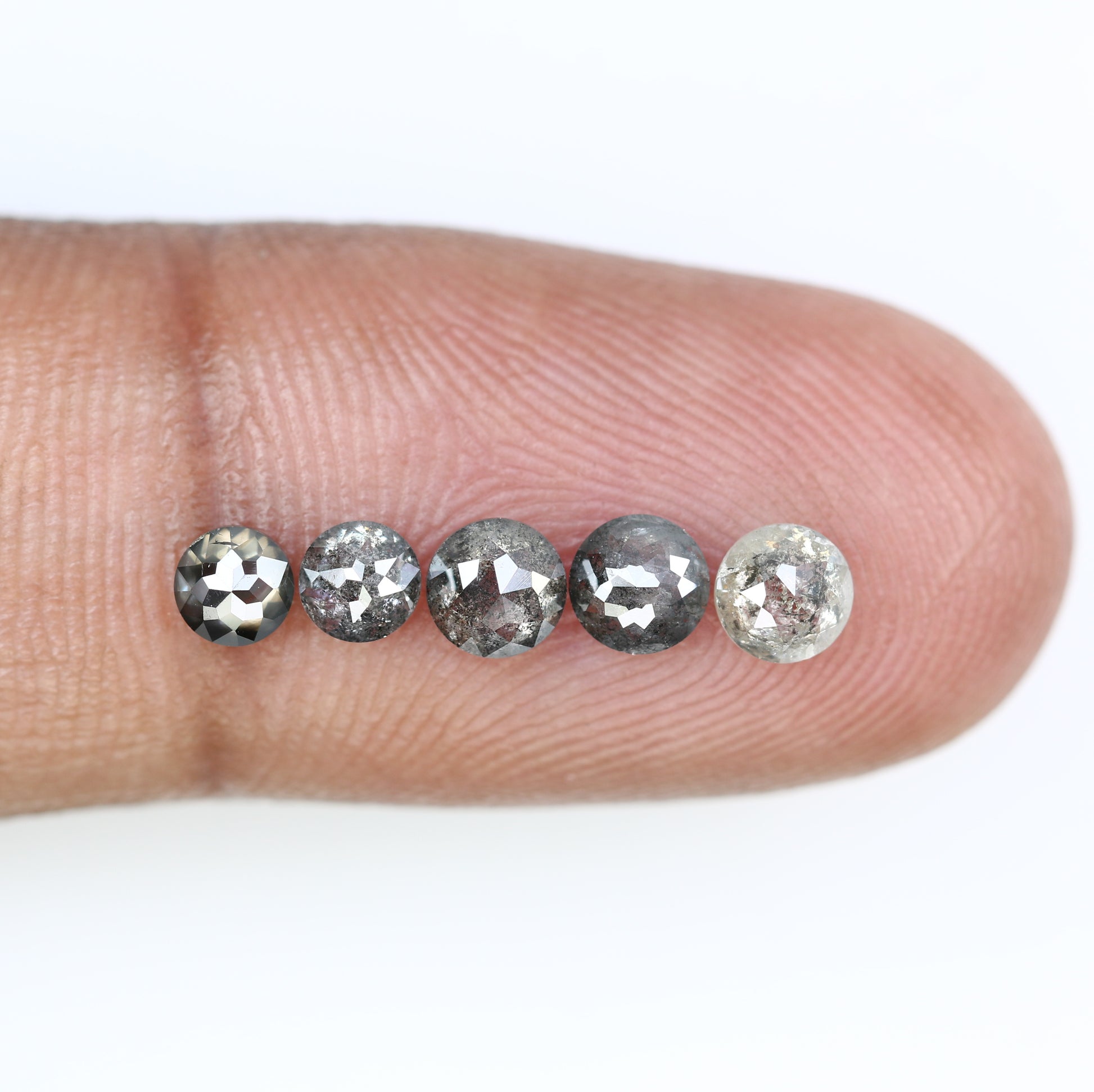 1.55 Carat Salt And Pepper Diamond Natural Loose Round Rose Cut Diamonds - JayKrishna Diamond