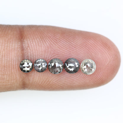 1.55 Carat Salt And Pepper Diamond Natural Loose Round Rose Cut Diamonds - JayKrishna Diamond