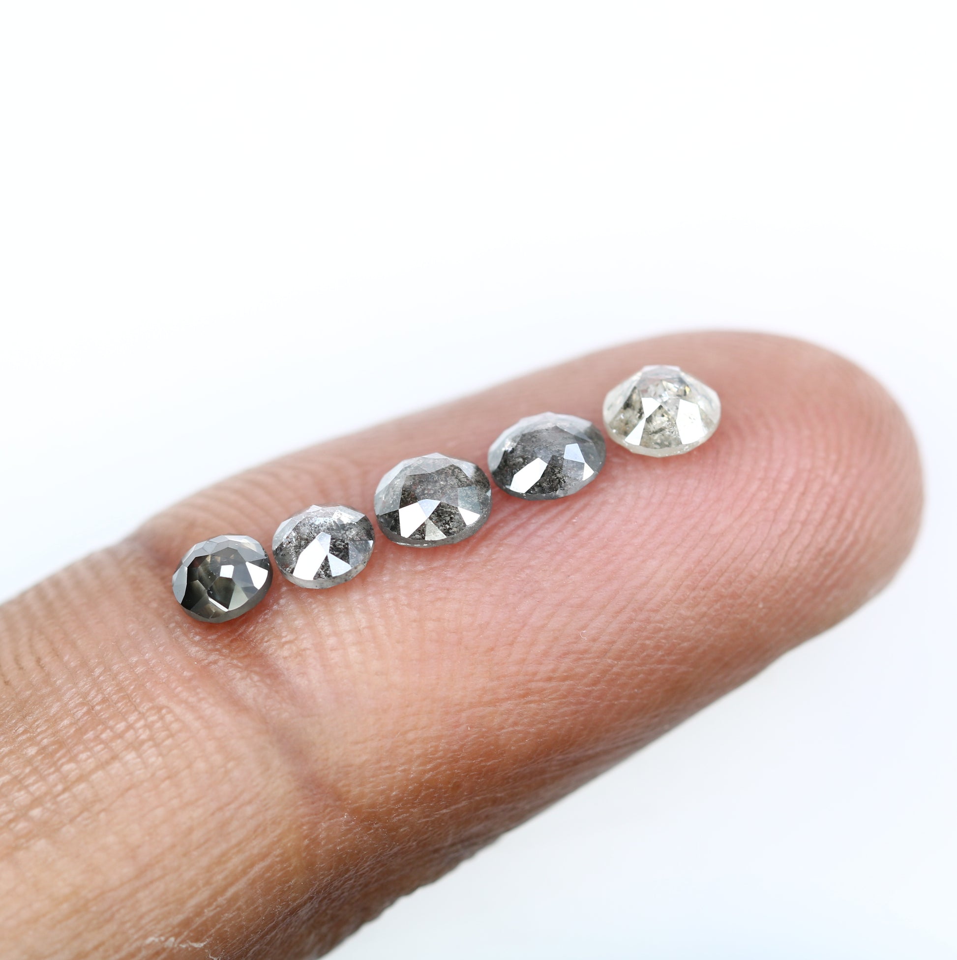 1.55 Carat Salt And Pepper Diamond Natural Loose Round Rose Cut Diamonds - JayKrishna Diamond